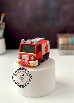 Fire Engine Handmade Fondant Edible Birthday Cake Topper Firetruck  Decoration Uk UK - Main Image