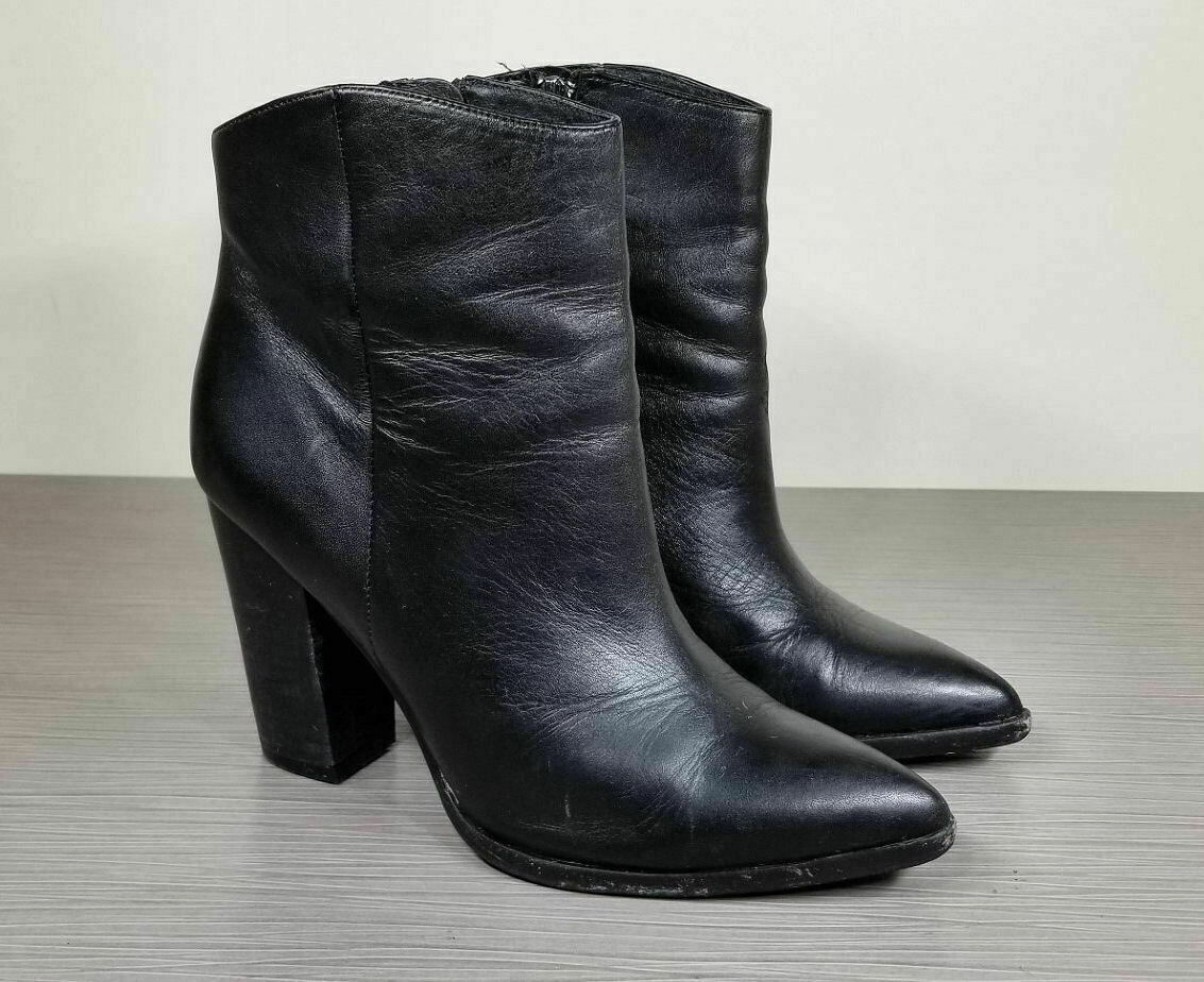 Halogen Bergen Pointed Toe Boot, Black Leather, W… - image 1