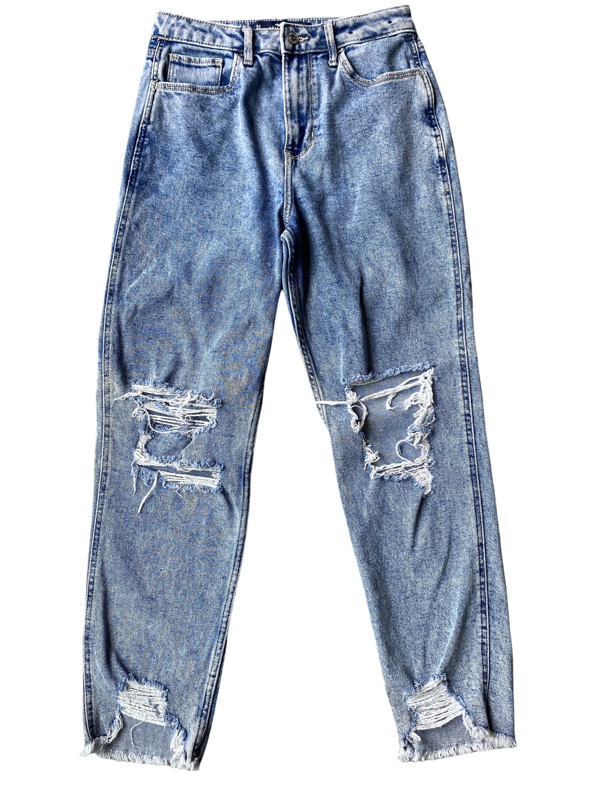 Hollister Ultra High-Rise Mom Jeans Stretch Denim Distressed Ripped 3 26 27-image