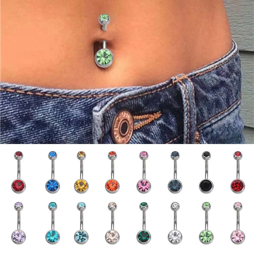 Steel Clip on Body Jewelry Belly Bars Belly Piercing Navel Bar