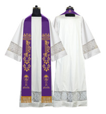 Pastor Stole with Cross Embroidery   Traditional Liturgical Church Vestment