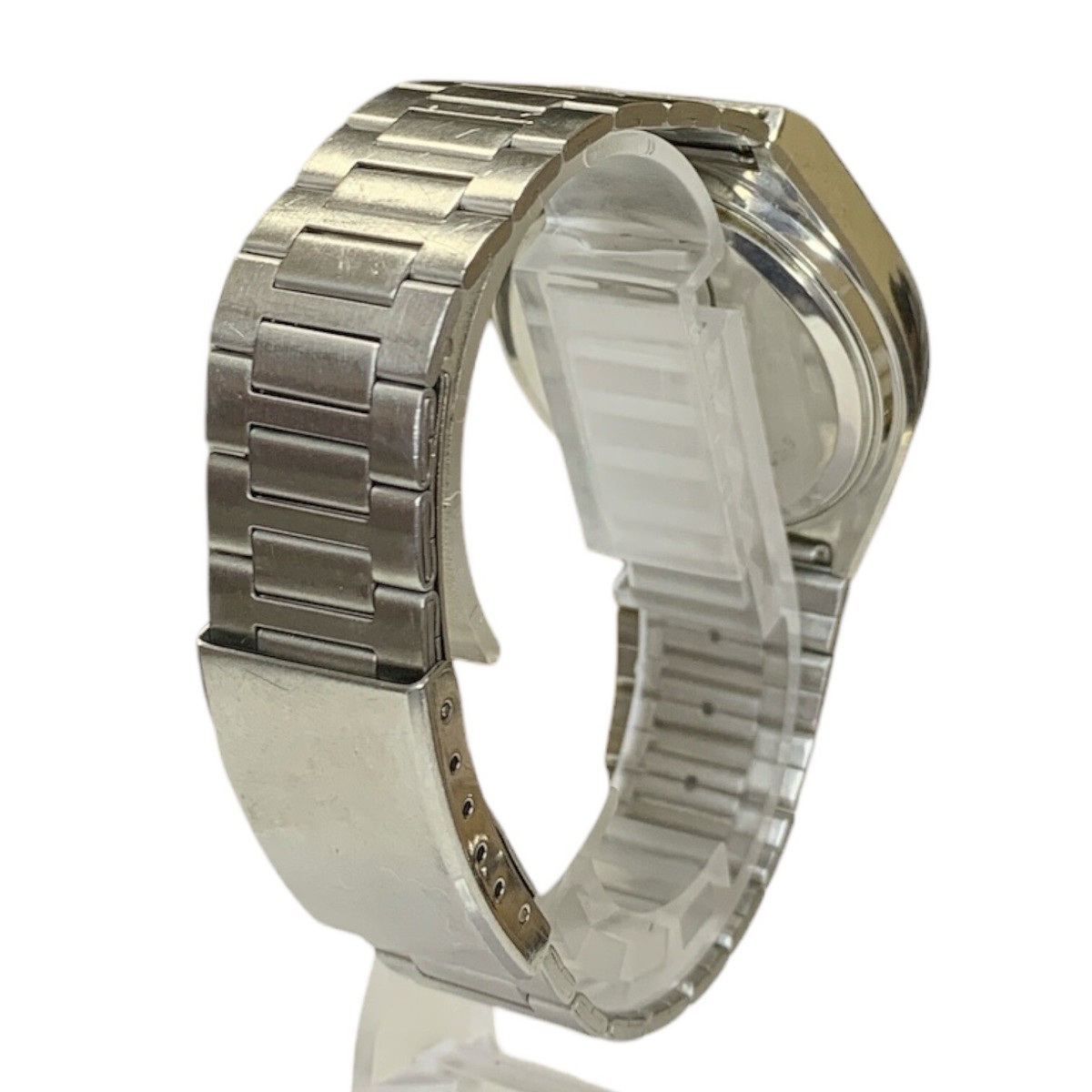 SEIKO Quartz QZ 0923-8040 DayDate Silver Case Silver Dial