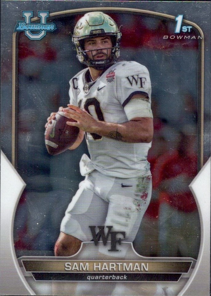 2022 Bowman U Chrome Sam Hartman Signed Auto Rookie Rc Card Wake Notre ...