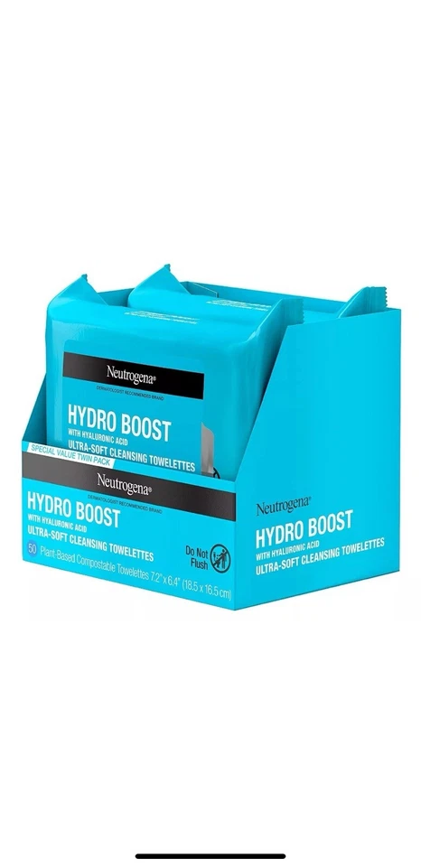 Neutrogena Hydro Boost Toallitas Faciales Limpiadoras Ácido Hialurónico 6 PACK 150 toallitas  Foto 4 de 4