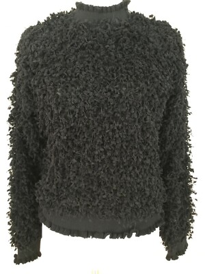 Cupio Black Fuzzy Chunky Knit Pullover Sweater Size Large Gothic Witchy NEW NWT