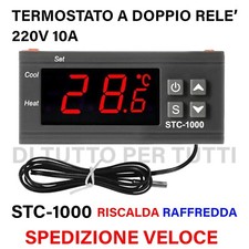 Termostato digitale 2 RELE' 220V con sonda temp. acquario growbox incubatrice