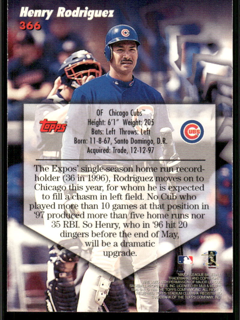 1998 Stadium Club #366 Henry Rodriguez | eBay