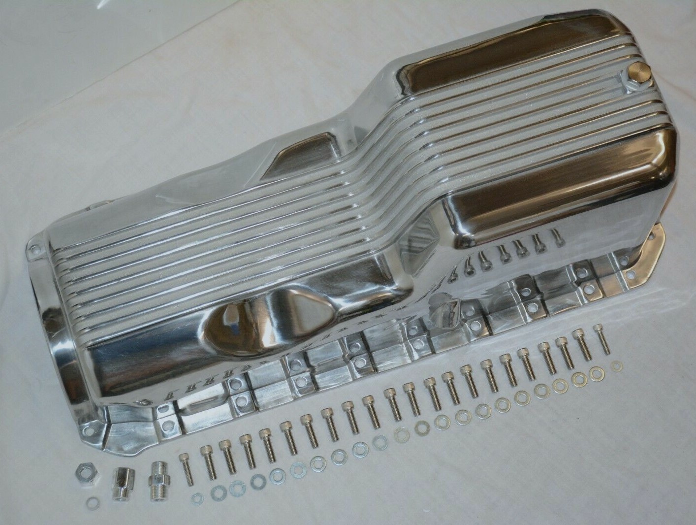 6590 Big Block Chevy Polished Finned Aluminum Oil Pan 396 402 427 454