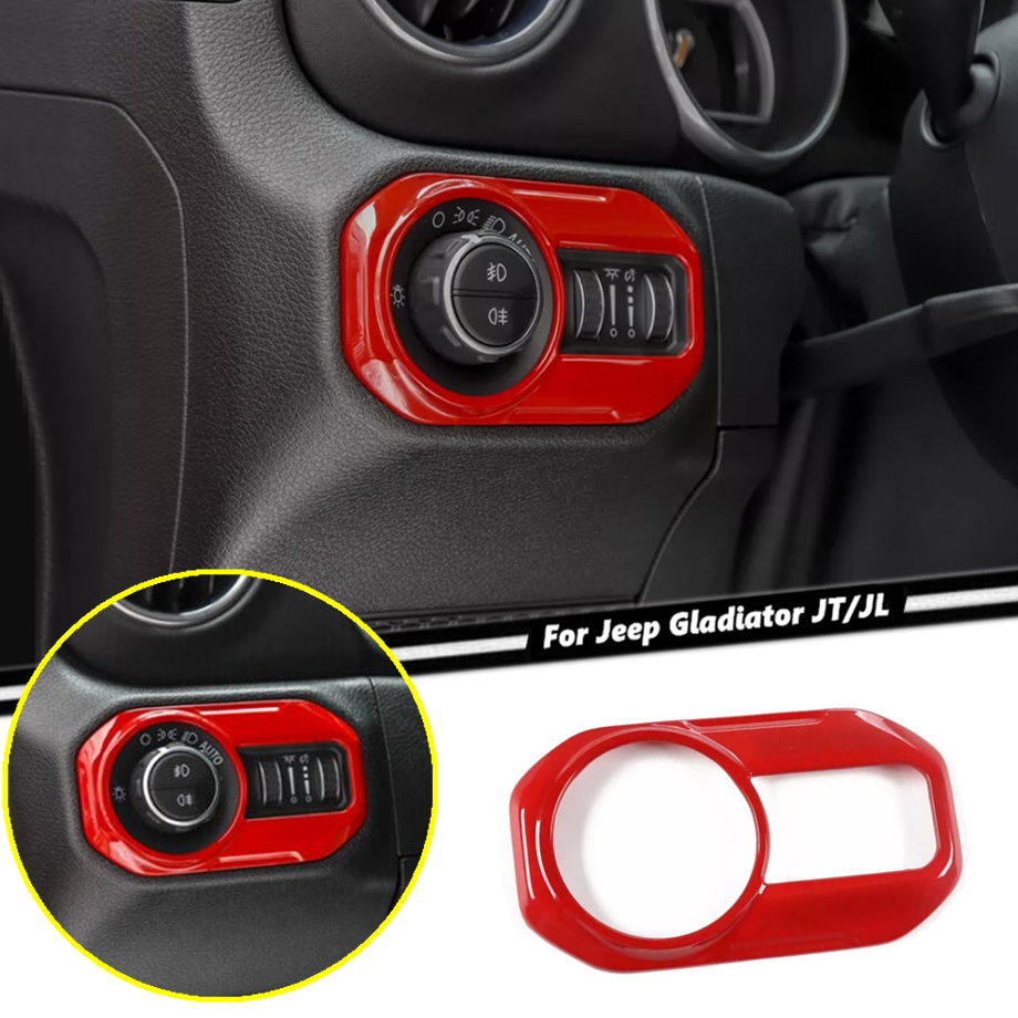 Fit For Jeep Gladiator JT/JL 2018-2025 ABS Red Headlight Switch Panel Trim Cover