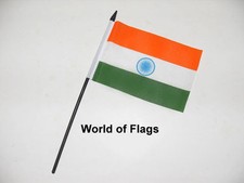 INDIA FLAG 6" x 4" SMALL HAND WAVING  Indian Asian Crafts Table Desk Top Display