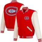 NHL  Montreal Canadiens  Reversible Fleece Jacket PVC Sleeves Patches Logo Red