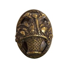 4" Flower Basket Door Knocker, Antiqued Brass, Privacy Knocker, Victorian Style