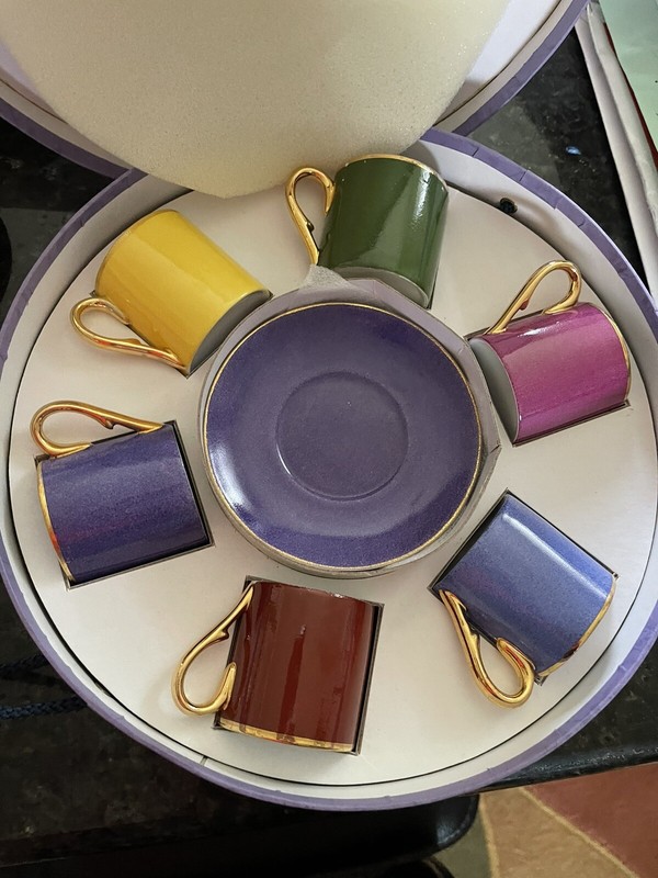 Godinger & Co Demitasse Saucer Dessert Plate 18 pieces NIB Never Used Gold Rims