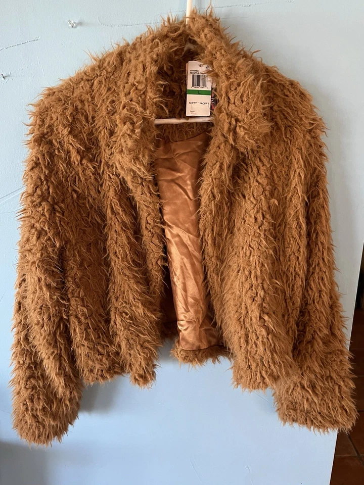 NEW Self Esteem Brown Faux Fur Jacket Women’s Large NWT - Image 2 of 4