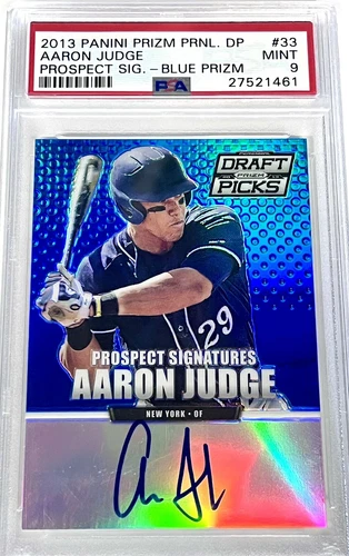 AARON JUDGE New York Yankees 2013 Panini BLUE Prizm Auto PSA 9 Mint 1/75 RARE RC