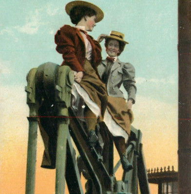 Victorian Rig Postcard Victorian Women Ladies Oil Rig Crane 1909 Hartford S.D. Cancel ...