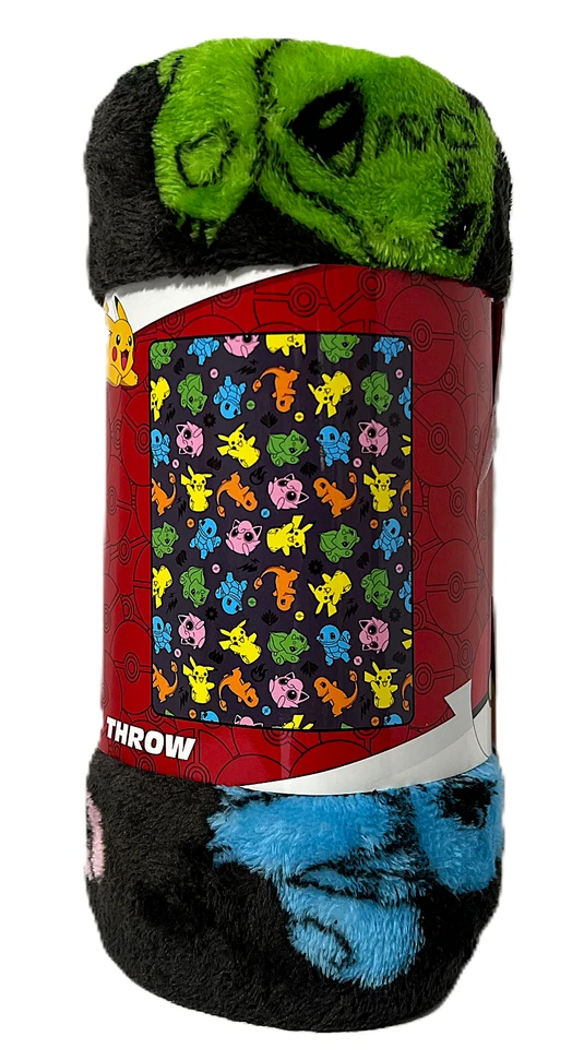 Manta de Viaje Pokemon Personajes Tacto de Seda 40" x 50" Fondo Negro Foto 2 de 3