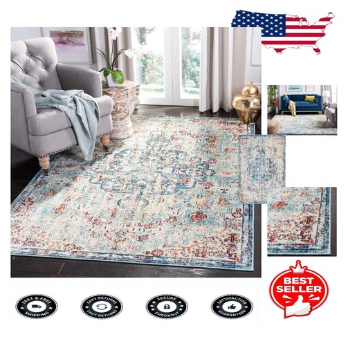 Stylish 5'3" x 7'6" Navy & Light Blue Boho Chic Area Rug - Easy Care ...