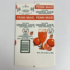 VTG PENN MAID PHILADELPHIA PA ORANGE JUICE DRINK CARTON UNUSED FLAT 1980s