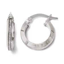Leslie's 14k White Gold Polished Glimmer Infused Hoop Earrings LE332