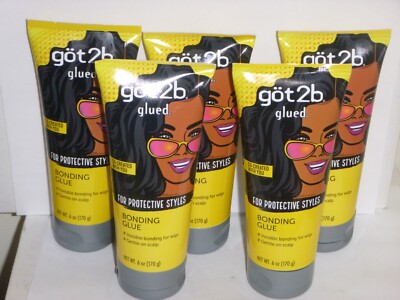 (5 pack)  Got2b  Glued Bonding Glue -  INVISIBLE WIG GLUE  Gentle On Scalp  6oz