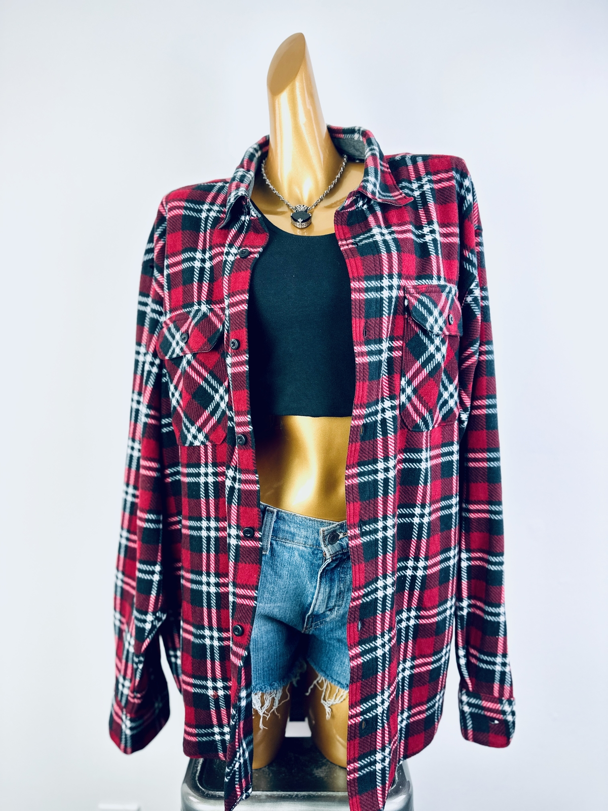 Vintage VTG 90s  grunge plaid flannel button up s… - image 6