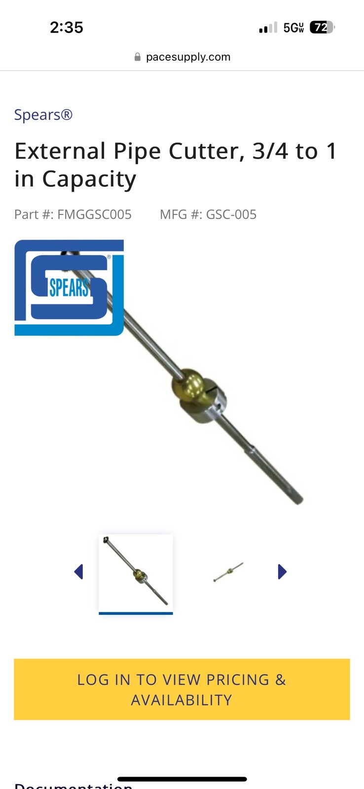 Spears Manufacturing Inside Pipe Cutter GSC005 eBay