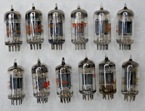 12AX7 & OTHER PREAMP TUBES ALL VINTAGE RCA LOT OF TWELVE USA UNTESTED NO RESERVE - Picture 1 of 6