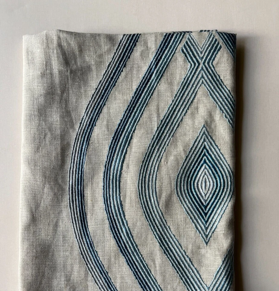 Lee Jofa Ora Embroidery Sky 24"x24" Fabric Remnant - Image 2 of 3