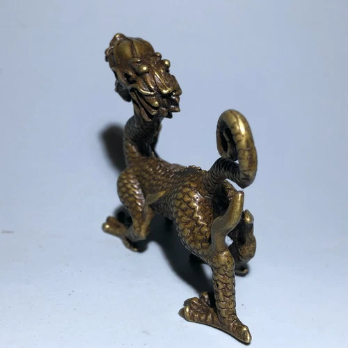 Chinese Old Vintage Solid Brass Handwork Collectible Dragon Ornament Statue NEW - Picture 11 of 16