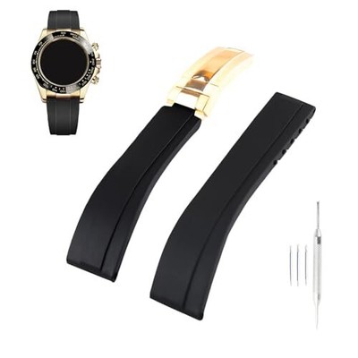 20mm Rubber Watch Band replacement for Rolex Models Deployment Buckle Wirstband