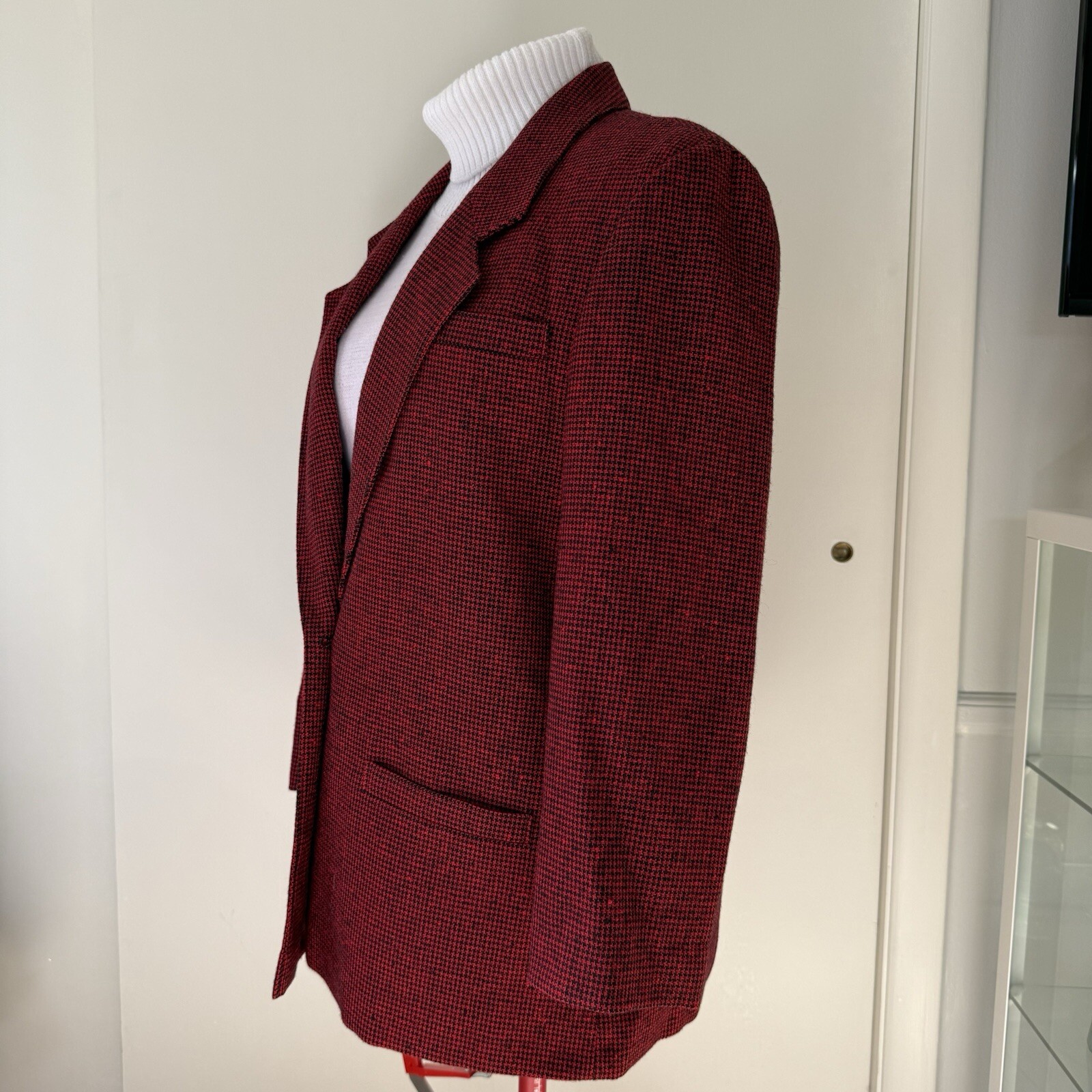 Red Houndstooth Pendleton Women's Jacket Size 16 … - image 4