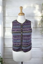 Floral Knit Vest Cropped Vintage 90s Cottagecore Granny Boho Western Size Medium