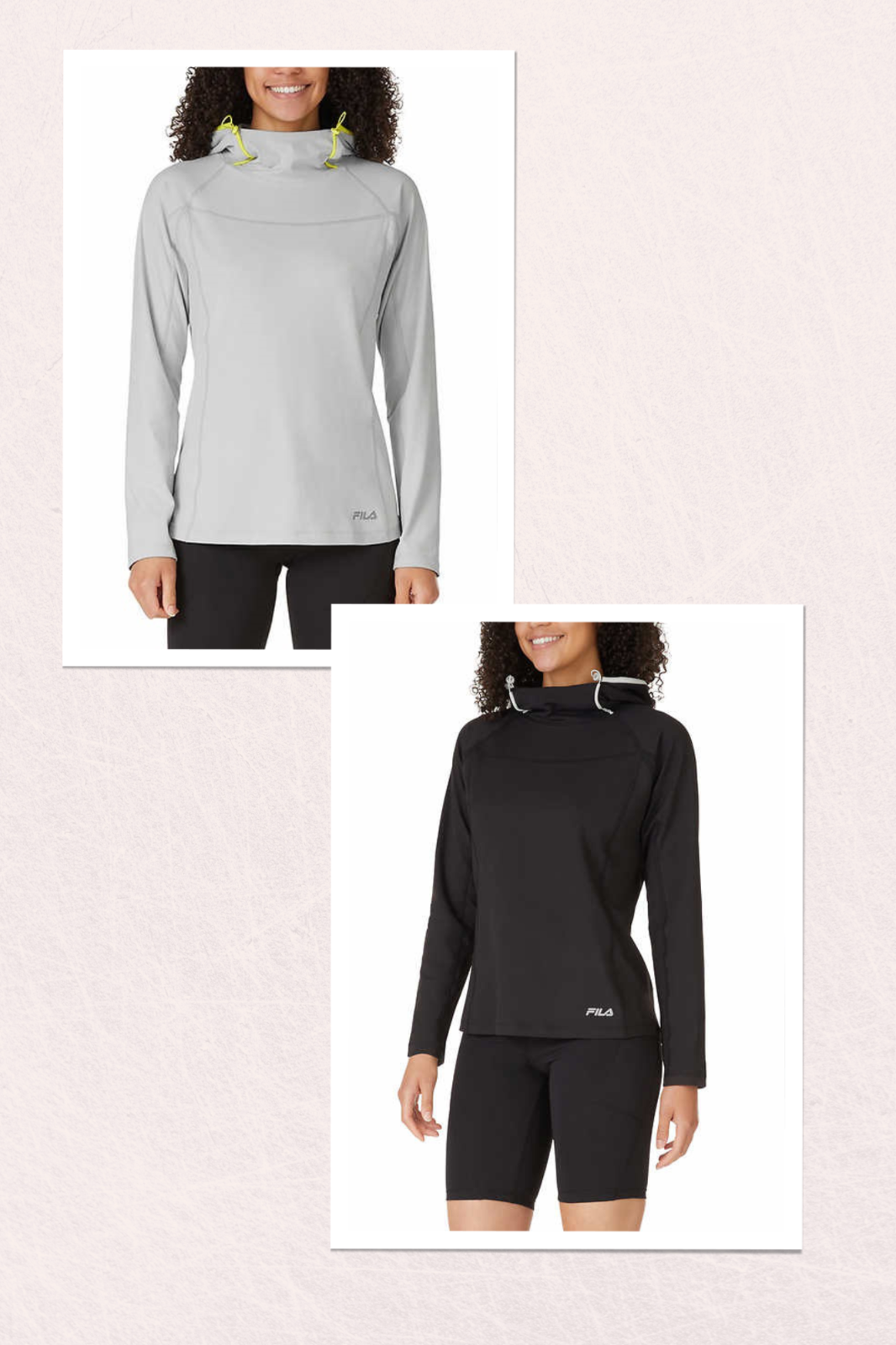 FILA Felpa con Cappuccio da Allenamento Donna Collo ad Imbuto Nero Grigio Taglia S M