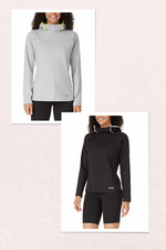 FILA Ladies' Training Hoodie Funnel Neck Black, Gray Size S, M