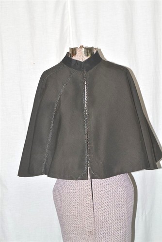 antique cape capelet black one size bombazine Victorian Edwardian 1890 original 