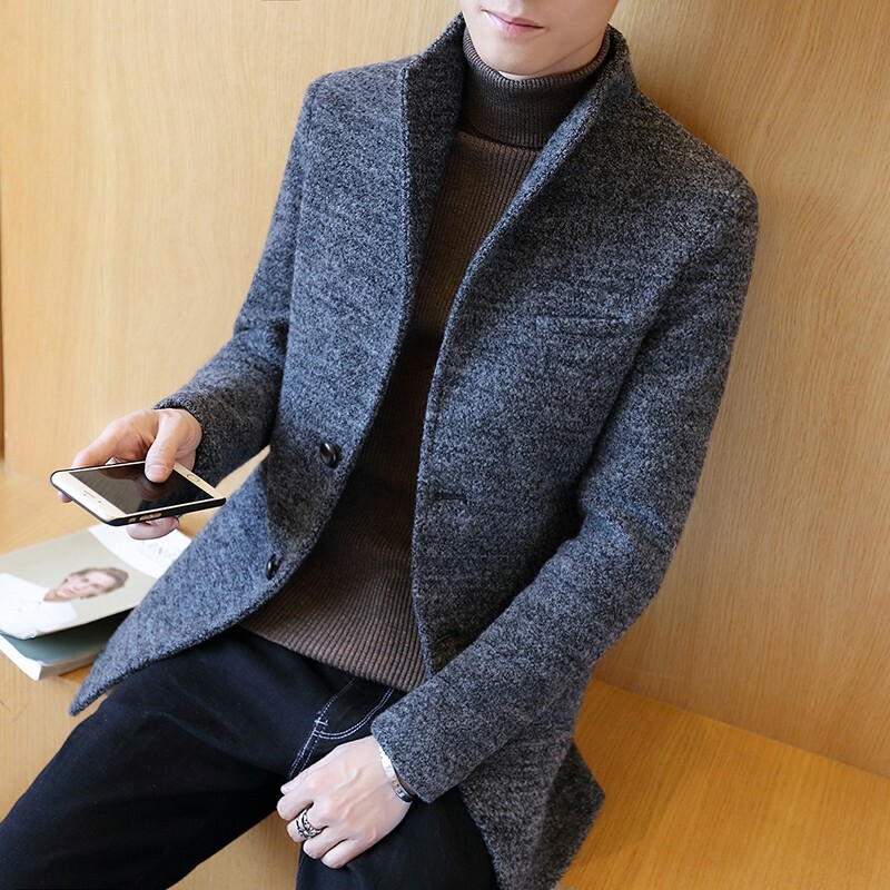 ジャケット・アウター SLIGHT VOGUE Stand collar wool jacket Maiyifu-GJ Men Stand Collar Wool Blend Pea Coat Stand Collar