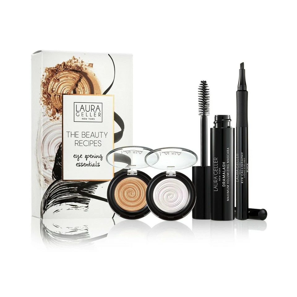 Laura Geller DramaLASH Mascara, Eyeliner, Eyeshadow/Illuminator 4-PIECE SET! - Image 3 of 4
