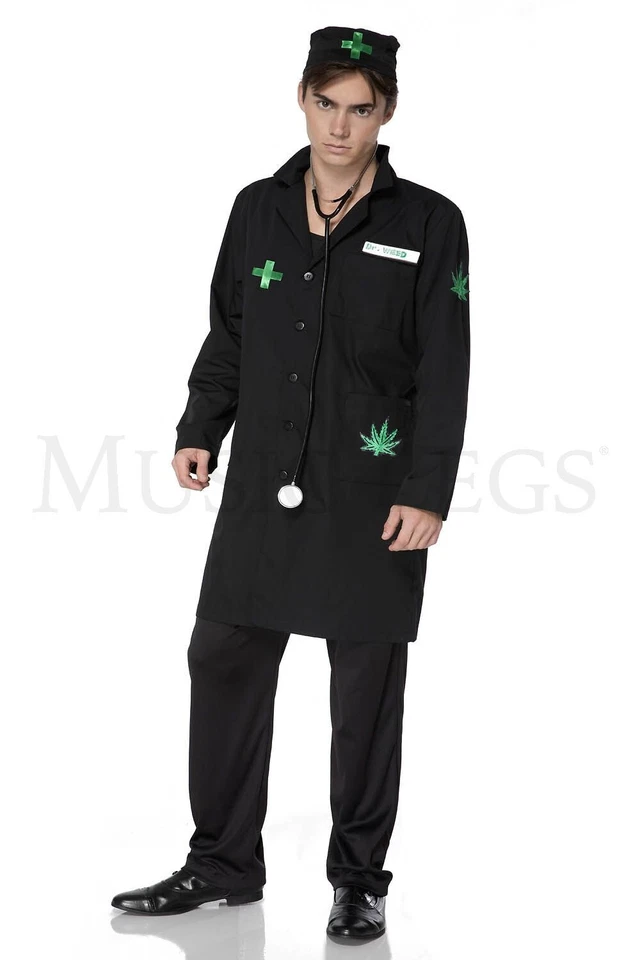 Green Leaf Doctor 3 Pc Halloween Cosplay Black Men's Costume Set Size XL - Image 2 of 4