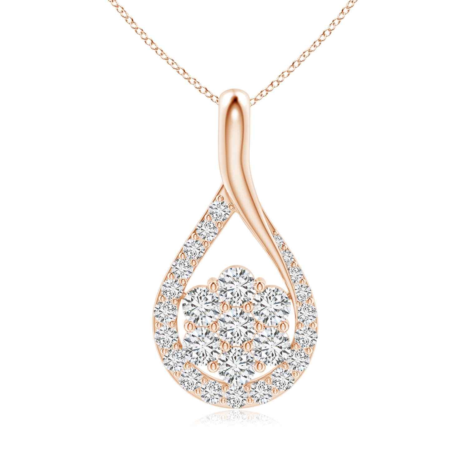 ANGARA Diamond Cluster Teardrop Pendant Necklace in 14K Gold (HSI2, 0.
