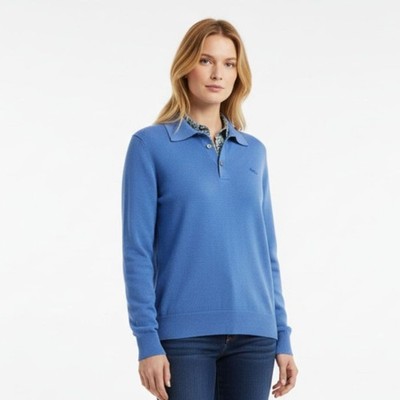 Etro Blue Knit Long Sleeve Button Neck Polo Shirt XXL