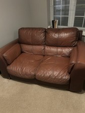 Leather Sofa Suite 2-2seaters Armchair And Footstool
