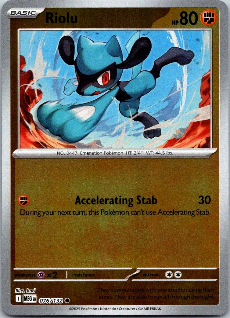 Riolu Reverse Holo Common ME01: Mega Evolution - 076/132 NM