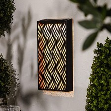 Solar Metal Wall Art Panel 5 Led Lights Home Garden Fence Porch Decor