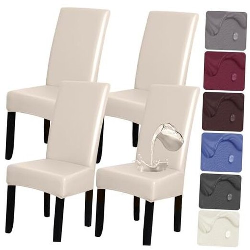 Dining Room Chair Covers,Stretch Waterproof PU Chair Covers for Dining Room