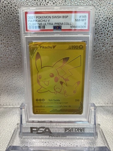 2021 POKEMON SWSH BLACK STAR PROMO #145 FULL ART/PIKACHU V PSA 8