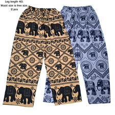 Thai Elephant Pants 2 Pack Unisex Elastic Waist Boho Yoga Lounge Trousers