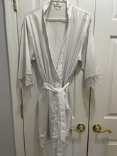 Wedding Bride Day-Of Dressing Robe, Lace Accents, One Size Fits All, Satin Feel