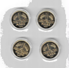 Germany 1 DM 1967 D F G J Gold Plated