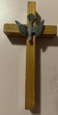 6 Inch Wooden Cross with Holy Spirit Dove Hangs In Wall.